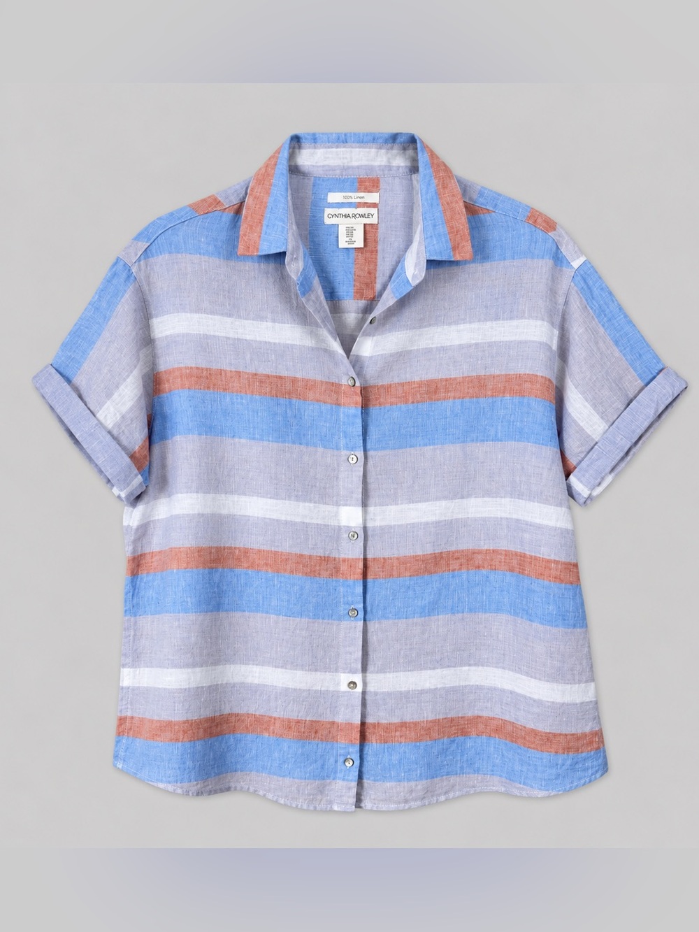 Cynthia Rowley 100% Linen Top Button Up Medium Beachy Coastal Euro Summer